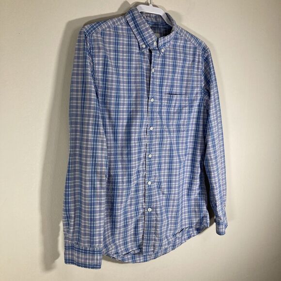 American Eagle Shirt Mens M Blue Lavender Button Down Plaid Long Sleeve Preppy - Picture 10 of 12